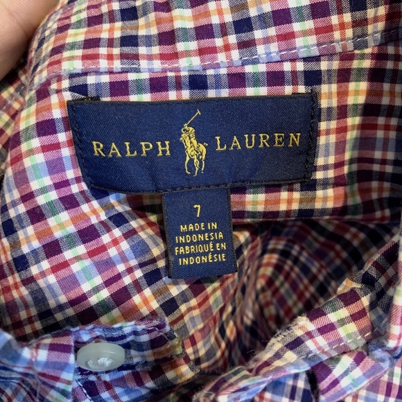 Ralph Lauren Multo color Pattern button down size 7 kids boys - Picture 3 of 3